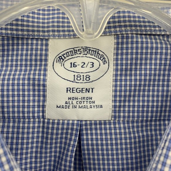 Brooks Brothers Regent Non Iron Dress Shirt Blue Plaid Mens 16 - 2/3 Large - Picture 2 of 3